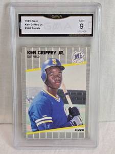 lot 124 image: Ken Griffey Jr. Rookie 1989 Fleer #548 GMA Graded 9 - Seattle Mariners Baseball Card