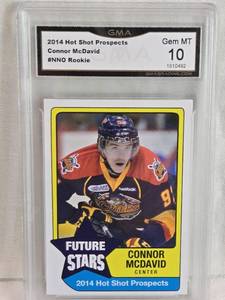 lot 125 image: Connor McDavid Rookie 2014 Hot Shot Prospects #NNO GMA Graded Gem MT 10 - Erie Otters Hockey Card