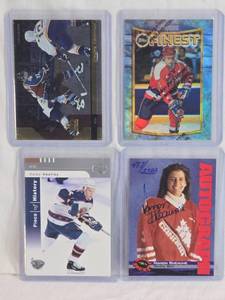 lot 145 image: Lot of 4 Hockey Cards Featuring Jason Allison Topps Finest, Manon Rheaume Auto, Claude Lemieux, and Dany Heatley