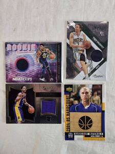 lot 176 image: Lot of 4 NBA Patch Cards with Donovan Mitchell Rookie Remembrance, Troy Murphy, Anthony Brown, and Mike Bibby