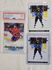 lot 183 image: Lot of 3 Ryan Poehling Hockey Cards Including 2019 Upper Deck Clear Cut Young Guns #226 PSA Graded 9 and 2 Southside Auto Tech Cards