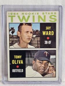 lot 186 image: Jay Ward, Tony Oliva Rookie 1964 Topps #116 - Minnesota Twins Vintage Baseball Card