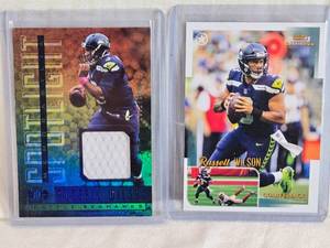 lot 191 image: Lot of 2 Russell Wilson Football Cards including Panini Illusions Memorabilia Patch 1100 and Onestar Gum Company #3