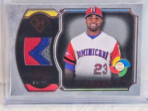 lot 194 image: Nelson Cruz 2017 Topps Museum Collection World Baseball Classic Patch Relic Numbered 0145 - Team Dominican Republic Baseball Card