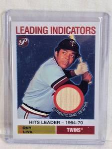 lot 195 image: Tony Oliva 2005 Topps Pristine Legends Leading Indicators Game-Used Bat #LI-TO - Minnesota Twins Baseball Card