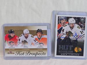 lot 198 image: Lot of 2 Drew LeBlanc Hockey Cards Including Hot Prospects #072399 and Hot Rookies Autographed
