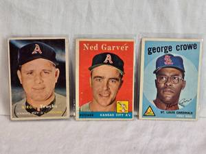 lot 215 image: Lot of 3 Vintage Baseball Cards Featuring Virgil Trucks, Ned Garver, and George Crowe.