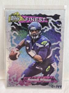 lot 218 image: Russell Wilson 2013 Topps Finest Holo Aluminum 0149 - Seattle Seahawks Football Card