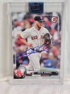 lot 224 image: Craig Kimbrel 2017 Topps Archives Signature Series #24 Auto Numbered 1940 - Boston Red Sox Baseball Card