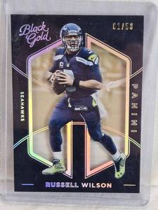 lot 227 image: Russell Wilson 2016 Panini Black Gold #20 Numbered 0150 - Seattle Seahawks Football Card