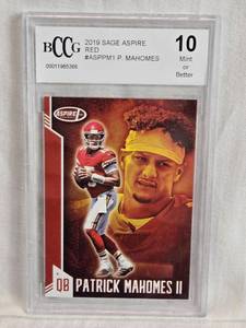 lot 235 image: Patrick Mahomes II 2019 Sage Aspire Red #ASPPM1 BCCG Graded Mint 10 - Kansas City Chiefs Football Card