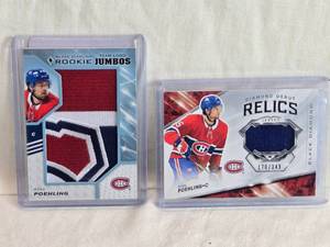lot 240 image: Lot of 2 Ryan Poehling Hockey Cards including Black Diamond Rookie Jumbos and Diamond Debut Relics Jersey 170349.