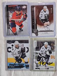 lot 242 image: Lot of 4 Nic Dowd Hockey Cards Including O-Pee-Chee Auto, Artifacts 71799 and Young Guns Rookie Cards
