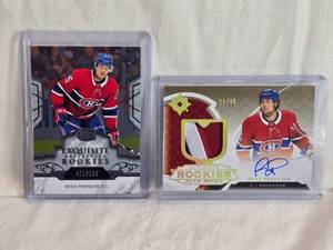 lot 244 image: Lot of 2 Ryan Poehling Hockey Cards Featuring Exquisite Collection Rookies and Ultimate Rookies Auto Patch 200399