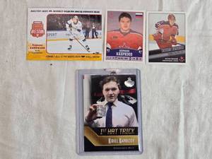 lot 246 image: Lot of 5 Kirill Kaprizov Hockey Cards Featuring Fonbet All-Star Week 2020 and 1st Hat Trick Card.