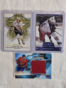lot 251 image: Lot of 3 Hockey Cards Featuring Ryan Poehling Jumbo Relic, Rostislav Klesla First Edition, and Joe Juneau