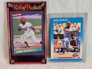 lot 253 image: Lot of 2 Kirby Puckett Baseball Cards Leaf 86 and 1987 Fleer
