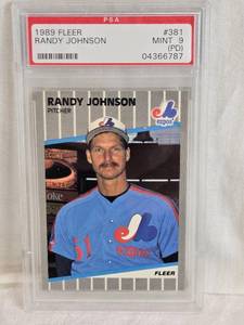 lot 256 image: Randy Johnson 1989 Fleer #381 PSA Graded 9 - Montreal Expos Baseball Card