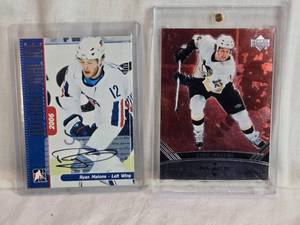 lot 264 image: Lot of 2 Ryan Malone Hockey Cards including 2006-07 In The Game International Ice Autographed and 2006-07 Upper Deck Black Diamond Limited Edition 012100