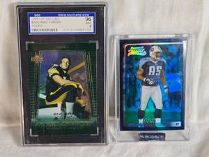 lot 282 image: Lot of 2 Football Rookie Cards Featuring Danny Farmer 2000 UD Rookie Encore SGC 9 and Rien Long Bowman Chrome Rookie