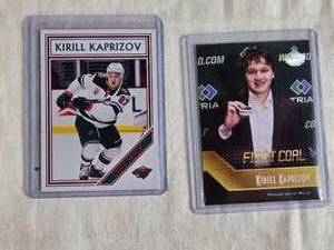 lot 283 image: Lot of 2 Kirill Kaprizov Hockey Cards Including First Goal and Action Shot Cards