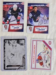 lot 286 image: Lot of 4 Hockey Cards Featuring Charlie Lindgren and Nick Jensen