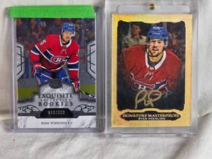 lot 291 image: Lot of 2 Ryan Poehling Hockey Cards with Exquisite Collection Rookies and Signature Masterpieces Auto
