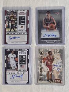 lot 294 image: Lot of 4 Basketball Cards Featuring Chandler Parsons Auto, Charles Smith Auto, Daniel Oturu Auto, and Naji Marshall Auto