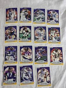 lot 295 image: Lot of 15 Minnesota Vikings Football Cards from 1990 Fleer Set Featuring Players like Wade Wilson, Herschel Walker, and Anthony Carter
