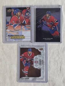 lot 302 image: Lot of 3 Ryan Poehling Hockey Cards including Upper Deck Canvas Rookie, Engrained Rookie Numbered 0610, and Obsidian Rookies.