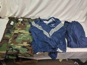 lot 332 image: U.S. Air Force PTU Jacket and Pants (Size L) with 2 Pairs Camouflage Pants (Medium Long)