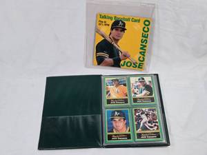 lot 343 image: Small Binder of 1999 Limited Edition Jose Canseco Baseball Cards and Talking Baseball Card Record