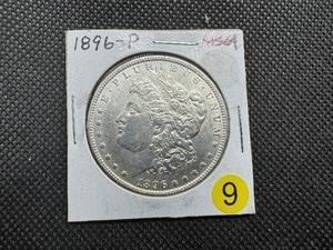 lot 9 image: 1896 Morgan Silver Dollar Marked MS64 When Purchased