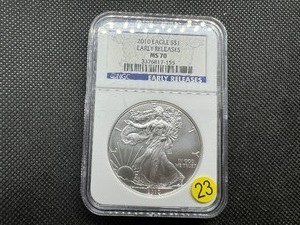 lot 23 image: 2010 1 Oz. Silver American Eagle NGC MS70  Early Releases - Perfect Grade