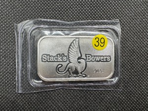lot 39 image: 2023 BU Stacks & Bowers 1 Oz. Silver Bar
