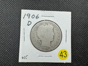 lot 43 image: 1906-D Barber Half Dollar