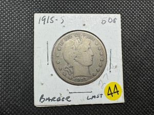 lot 44 image: 1915-S Barber Half Dollar