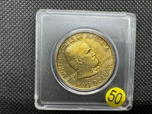 lot 50 image: Beautiful UNC 1922 Silver Grant Commem. Half Dollar with Gold Toning - Amazing Coin - Greysheet Wholesale Price for an MS63 is $220