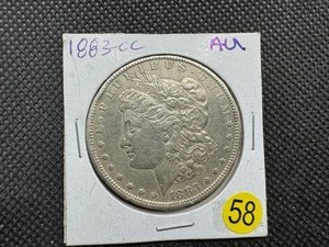 lot 58 image: Semi Key Date 1883-CC Morgan Silver Dollar Marked AU When Purchased