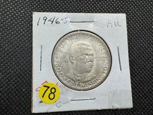 lot 78 image: 1946-S Booker T. Washington Commem. Silver Half Dollar Marked AU When Purchased