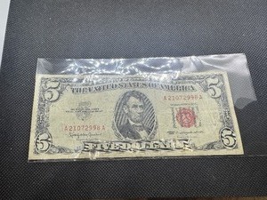 lot 94 image: 1963 Series Red Seal Five Dollar Bill