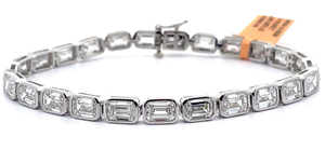 16 Carat Diamond Baguette Tennis Bracelet in 14k White Gold; Retail $15,880 *VIDEO*
