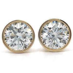 3 Carat Diamond Solitaire Bezel Stud Earrings in 14k Yellow Gold w/ EGL Report *VIDEO*