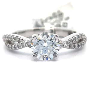 lot 8 image: NEW 0.27 Carat Diamond Pav Split Infinity Shoulder Shank Ring in 14k White Gold Retail $1,475 VIDEO