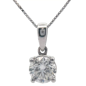 lot 9 image: 1 Carat Diamond Solitaire Pendant Necklace in 14k White Gold VIDEO