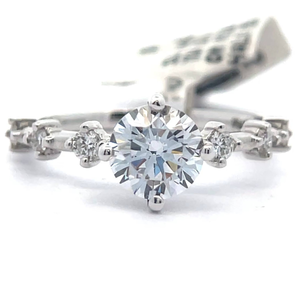 lot 11 image: NEW 0.24 Carat Natural Diamond Hidden Halo Icicle Ring in 14k White Gold VIDEO