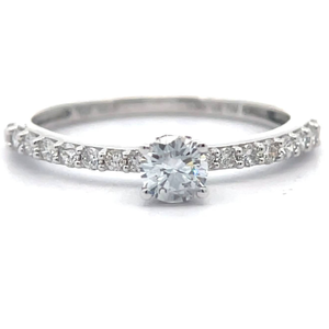 lot 22 image: 0.50 Carat Diamond Solitaire Pav Ring in White Gold VIDEO