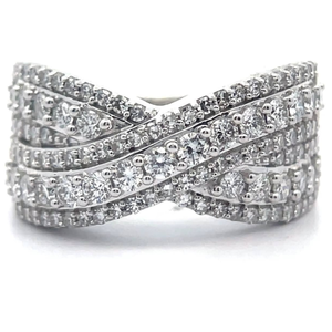 lot 27 image: NEW 1.50 Carat Diamond Multi-Row Crossover Ring Retail $595 VIDEO