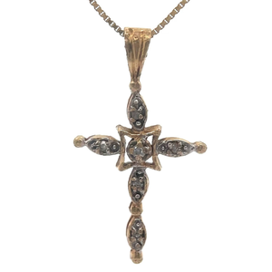 lot 37 image: Natural Diamond Cross Pendant in Yellow Gold VIDEO
