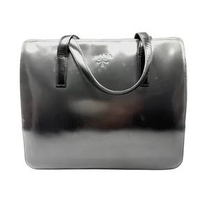 lot 30B image: Prada Black Patent Leather Tote Bag Pre-Owned Retail $1,400